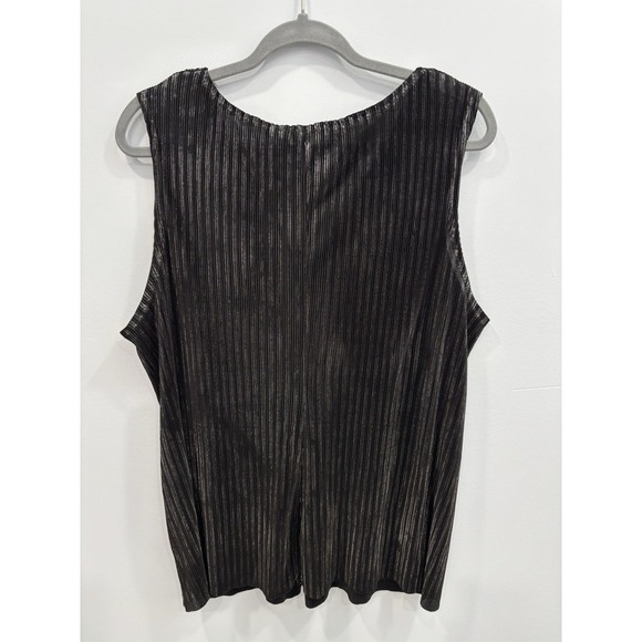 Tatoo Me Pleated Tank Top Y2K Black Metallic V-Neck Sleeveless 2XL Going Out - Picture 7 of 10